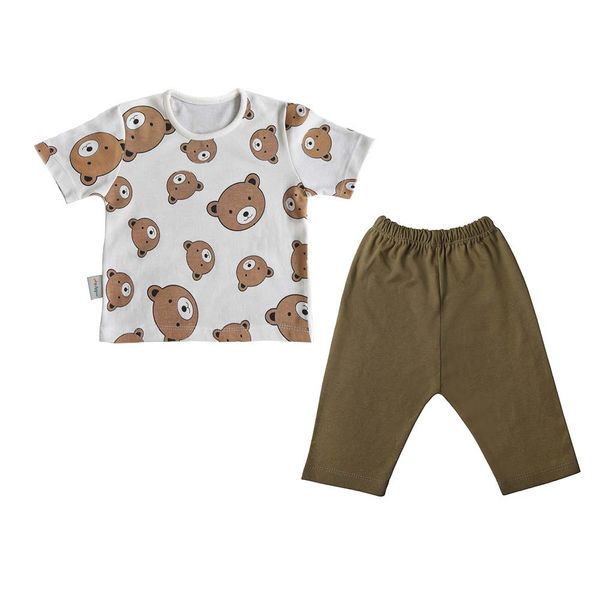 ست تی شرت آستین کوتاه و شلوارک بچگانه سپیدپوش مدل خرس کد 1403105