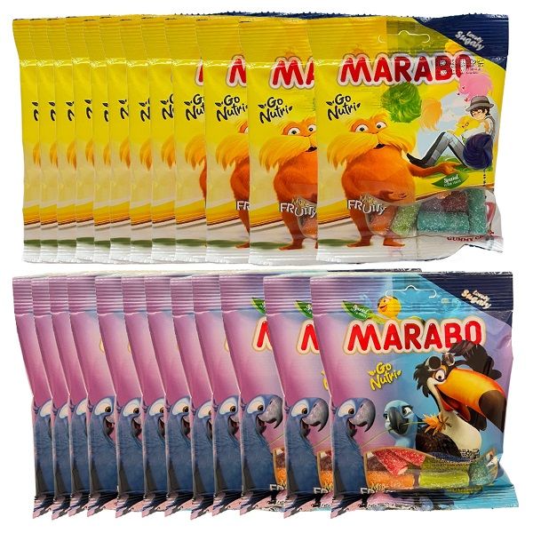 پاستیل لقمه ای میوه ای مارابو - 50 گرم بسته 24 عددی