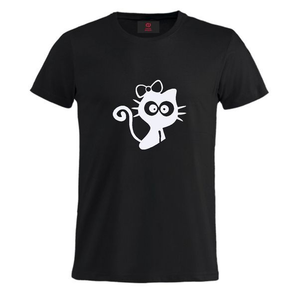 تی شرت آستین کوتاه زنانه نوین نقش مدل فانتزی طرح گربه ملوس کد 48168
