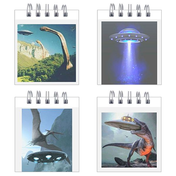 دفترچه یادداشت 50 برگ طرح دایناسورها و فضایی‌ها کد hc۷۵۱ مجموعه 4 عددی