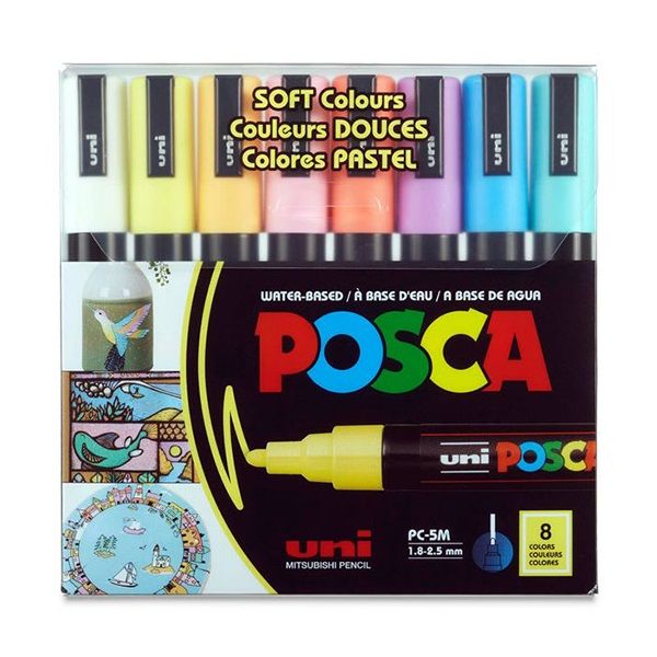ماژیک رنگ آمیزی یونی بال مدل  POSCA 1MR مجموعه 8 عددی