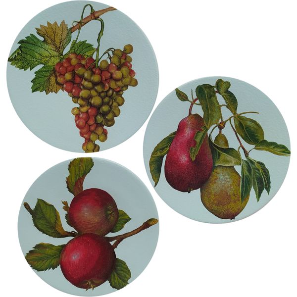 بشقاب دیوارکوب سفالی مدل میوه ها مجموعه 3 عددی