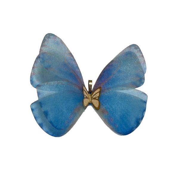 آویز گردنبند طلا 18 عیار زنانه وی وی گلد گالری مدل پروانه رنگ آبی