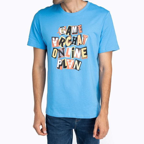 تی شرت آستین کوتاه مردانه جین وست مدل یقه گرد کد 1551328 رنگ آبی