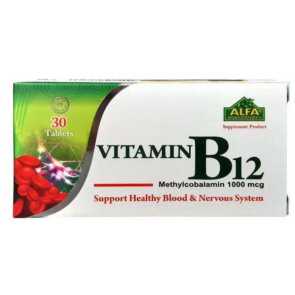 قرص ویتامین B12 آلفا ویتامینز - 1000 میکروگرم بسته 30 عددی