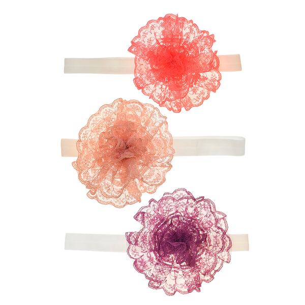 هدبند نوزادی دلنار گالری مدل گل توری کد 25 مجموعه 3 عددی