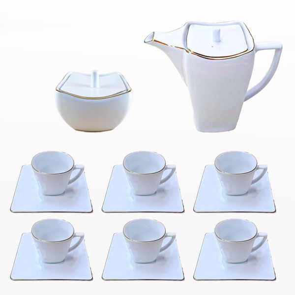 سرویس چای خوری 16 پارچه شرکت صنایع چینی تقدیس مدل فلت خط طلا 209