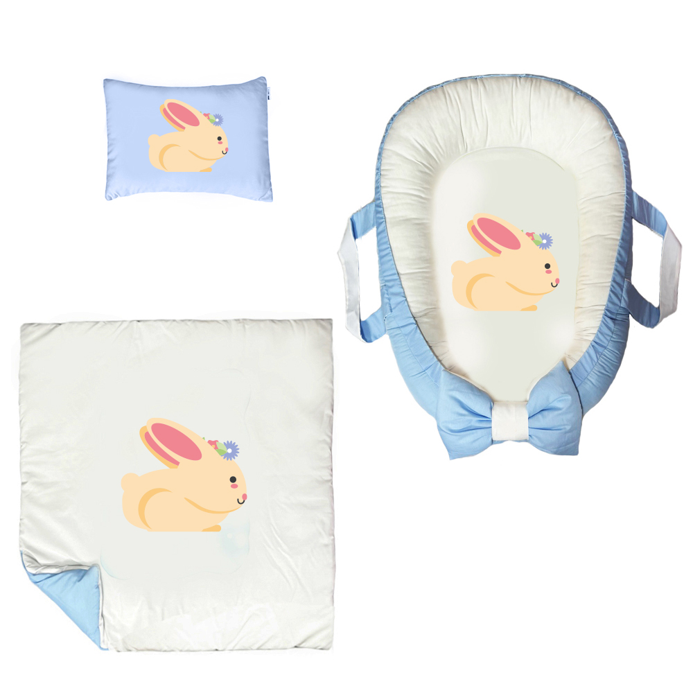 سرویس خواب سه تکه نوزاد مدل گارد محافظ دار طرح خرگوش کد 014