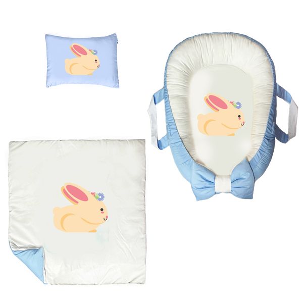 سرویس خواب سه تکه نوزاد مدل گارد محافظ دار طرح خرگوش کد 014
