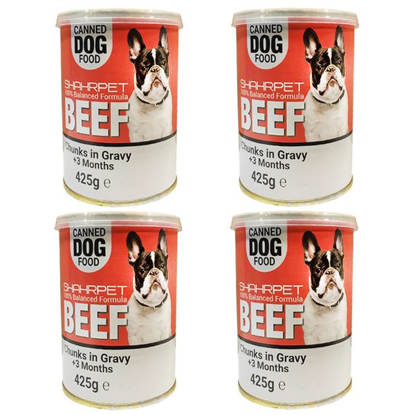 کنسرو غذای سگ شهرپت مدل Beef وزن 425 گرم بسته 4 عددی