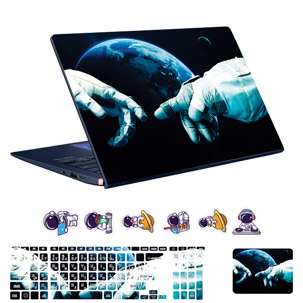 استیکر لپ تاپ توییجین و موییجین طرح Space  کد 183 مناسب برای لپ تاپ 15.6 اینچ به همراه برچسب حروف فارسی کیبورد