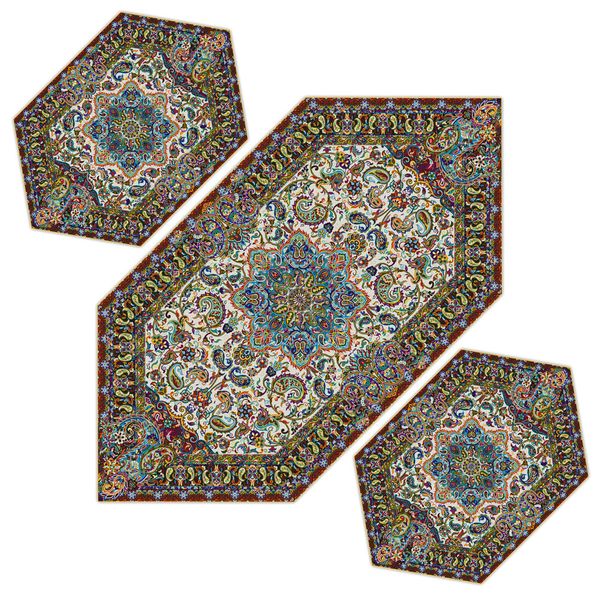 ست 3 تکه رومیزی ترمه حسینی مدل پانیذ کد 1212