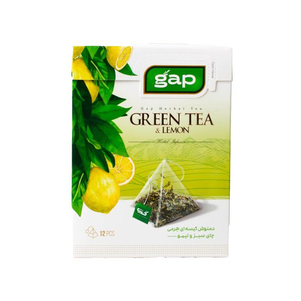 دمنوش چای سبز و لیمو گپ بسته 12 عددی