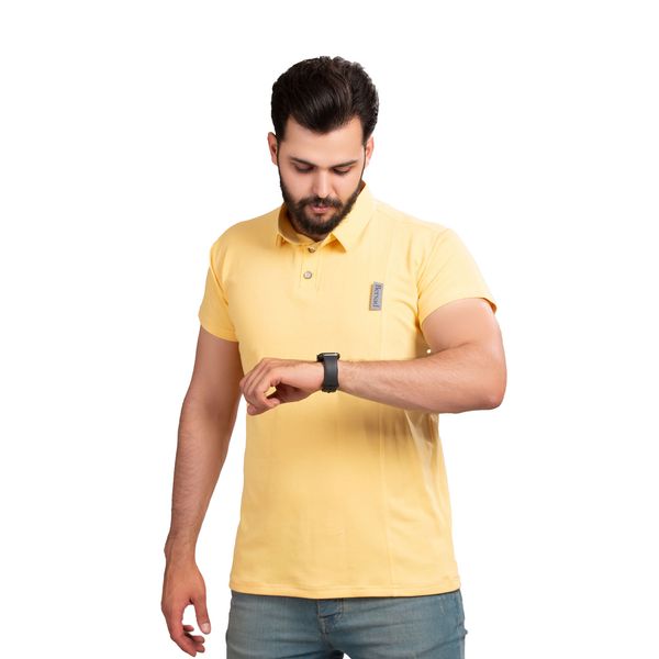 پولوشرت آستین کوتاه مردانه برساد مدل E107 رنگ زرد 