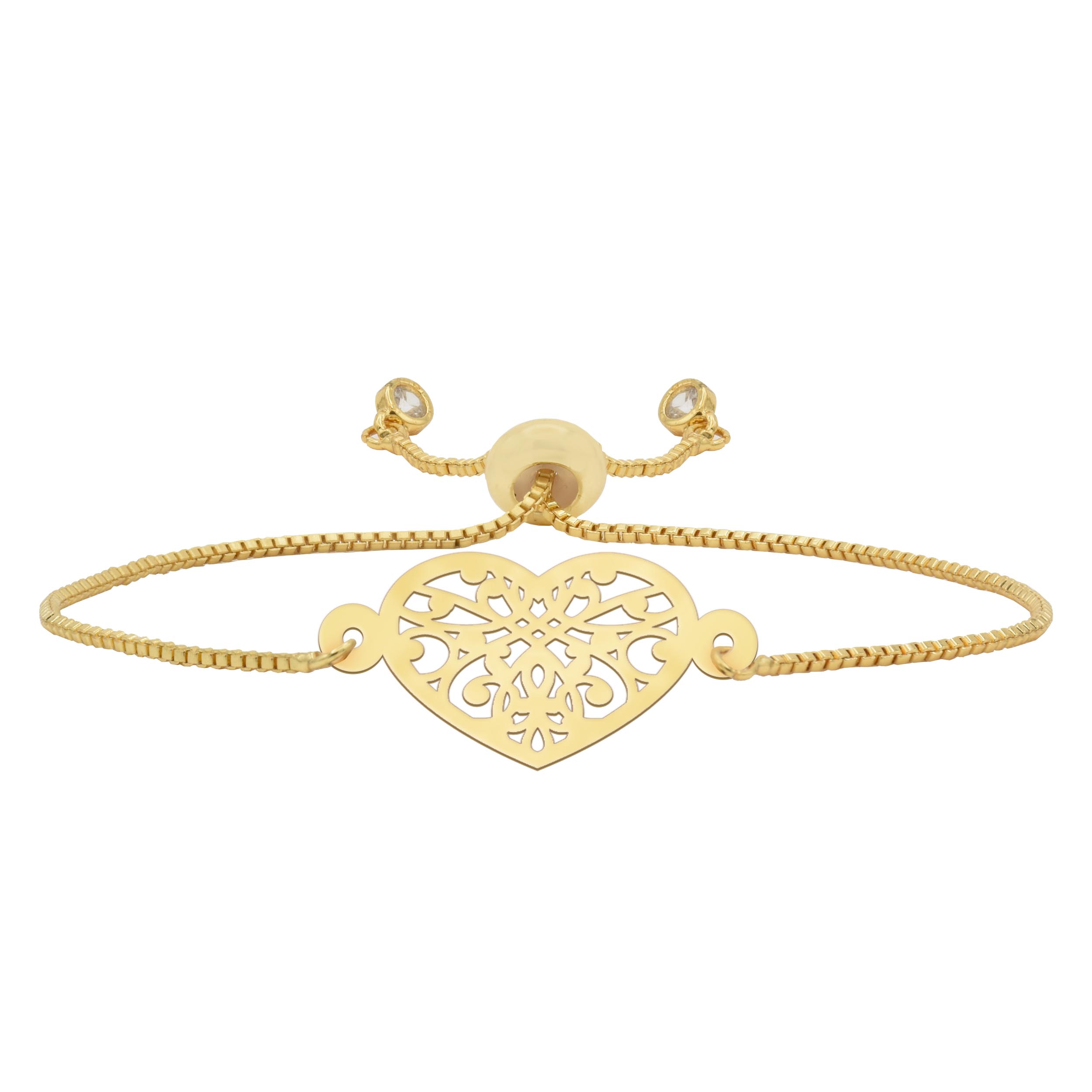 دستبند طلا 18 عیار زنانه شمیم گلد گالری مدل قلب D4