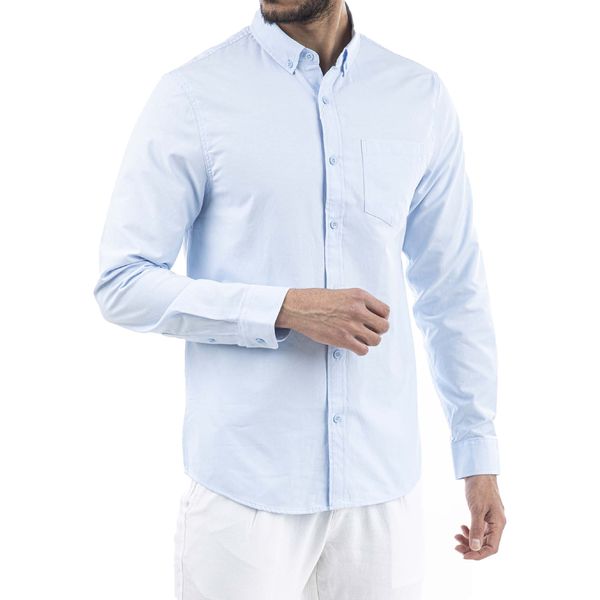 پیراهن آستین بلند مردانه جوتی جینز مدل بیسیک کد 3030129 رنگ آبی یخی