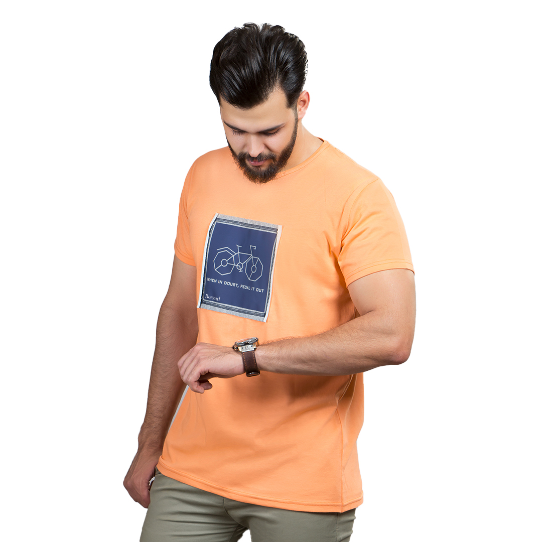 تی شرت آستین کوتاه مردانه برساد مدل E111 رنگ نارنجی