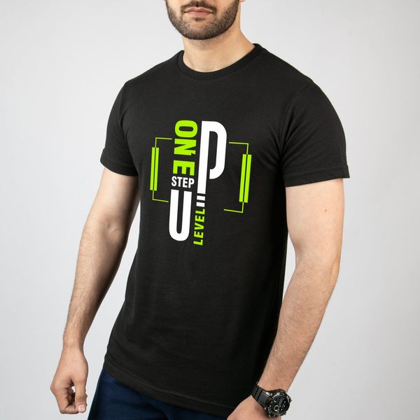 تی شرت آستین کوتاه مردانه مدل نوشته One Step Level Up کد T011