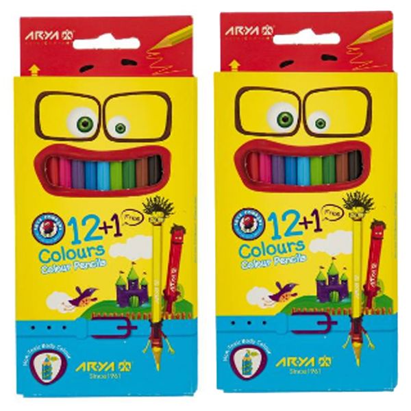 مداد رنگی 13 رنگ آریا مدل MS7 کد 1103 بسته 2 عددی