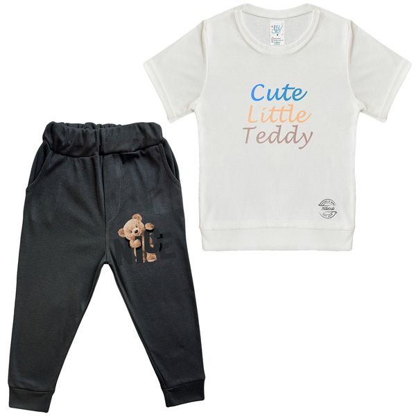 ست تی شرت و شلوار بچگانه نیل کوک مدل Cute Little Teddy Nice