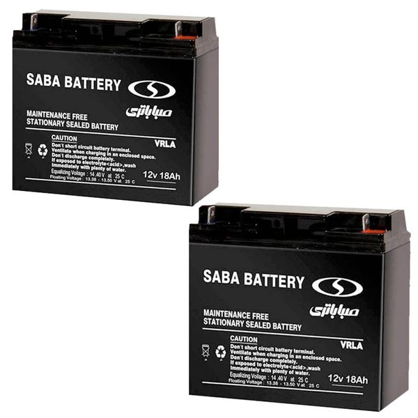 باتری یو پی اس 12 ولت 18 آمپر صبا باتری مدل SB بسته 2 عددی