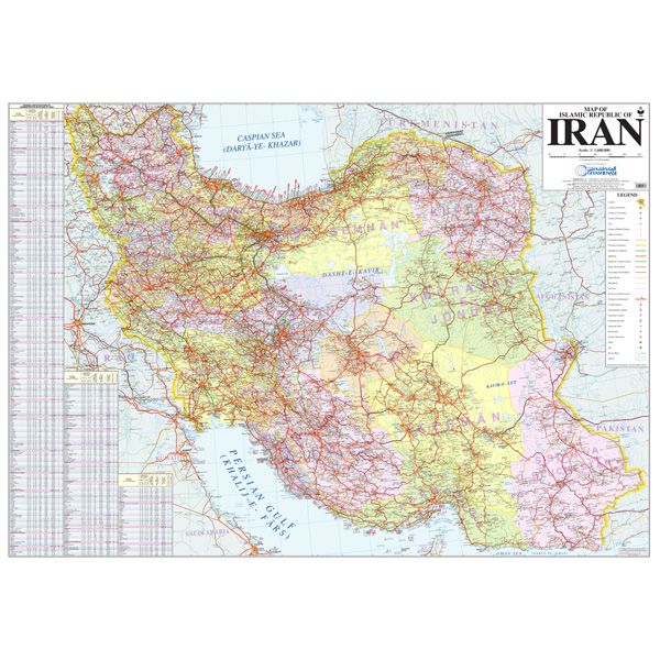 نقشه گیتاشناسی  مدل تقسیمات کشوری ایران انگلیسی کد 449