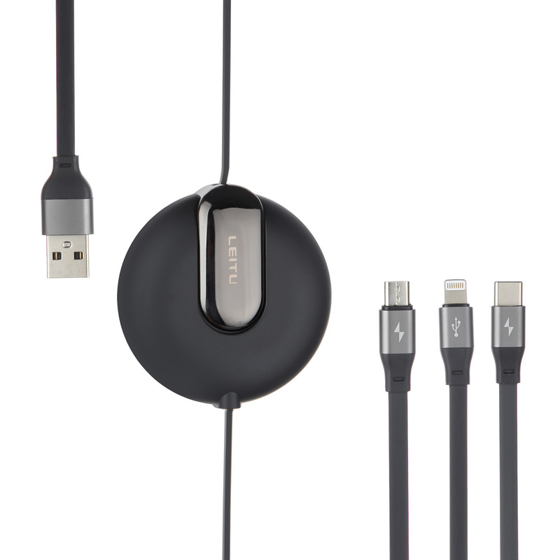 کابل تبدیل USB به لایتنینگ/USB-C/microUSB لیتو مدل LD-12 طول 1 متر