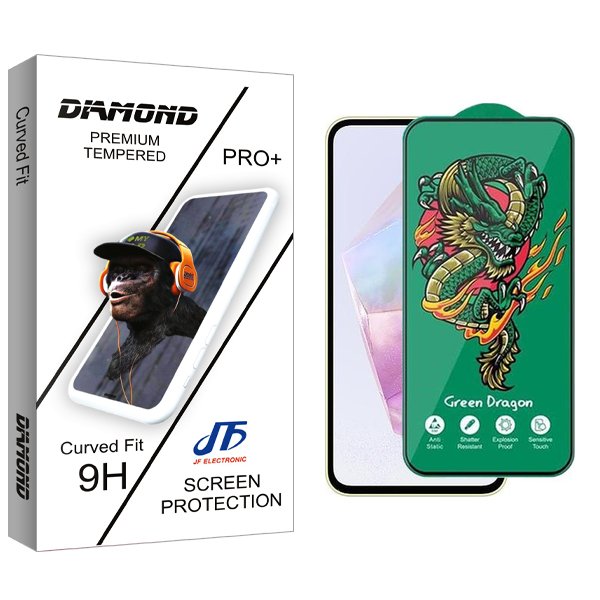 محافظ صفحه نمایش جی اف مدل Diamond Green_Dragon مناسب برای گوشی موبایل سامسونگ Galaxy A35