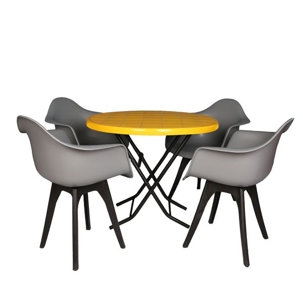 میز و صندلی ناهار خوری دو نفره مدل ایزی فایبرگلاس پایه پلاستیکیT27