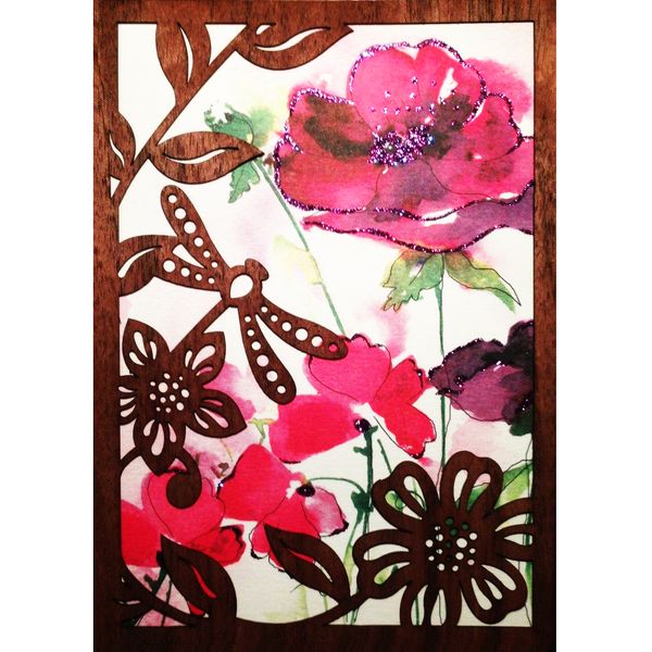 کارت پستال پاپیروس طرح گل و پروانه کد 112