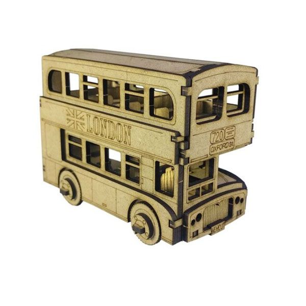 ساختنی مدل پازل چوبی سه بعدی طرح اتوبوس دوطبقه