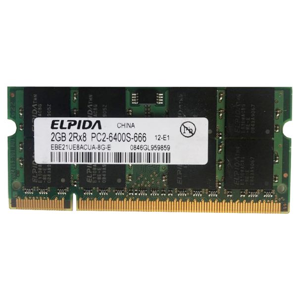 رم لپ تاپ DDR2 تک کاناله 800 مگاهرتز CL6 الپیدا مدل EBE21UE8ACUA-8G-E ظرفیت 2 گیگابایت