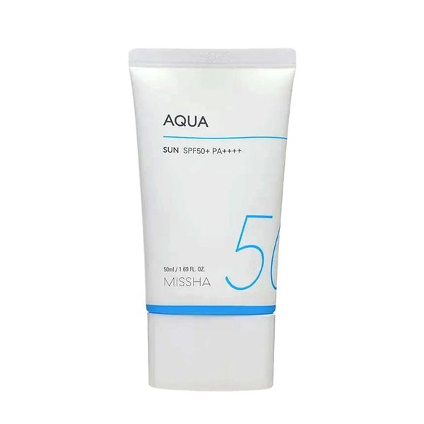 کرم ضد آفتاب بی رنگ میشا SPF50 مدل AQUA مناسب انوع پوست حجم 50 میلی لیتر
