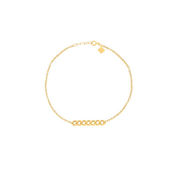دستبند طلا 18 عیار زنانه ماوی گالری مدل هفت حلقه کارتیه و زنجیر