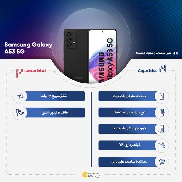 گوشی موبایل سامسونگ مدل GALAXY A53 5G دو سیم کارت ظرفیت 128 گیگابایت و رم 8 گیگابایت - ویتنام