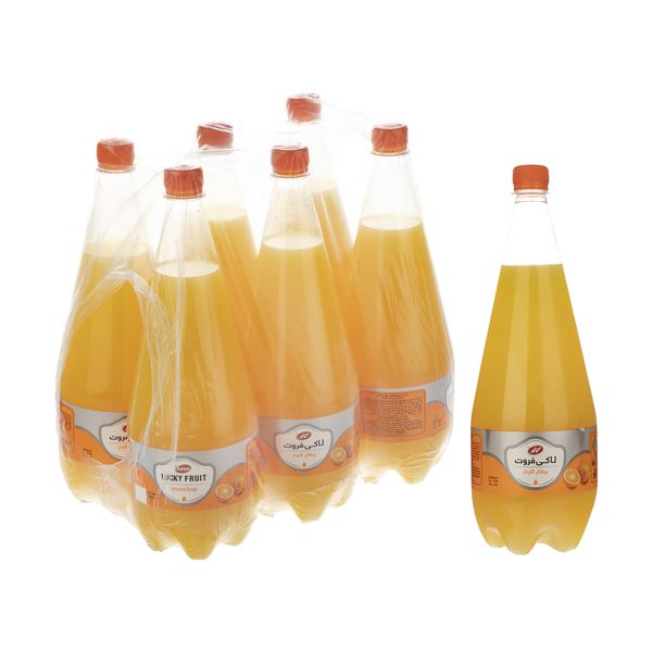 نوشیدنی پرتقال گازدار لاکی فروت کاله - 1500 میلی لیتر بسته 6 عددی 