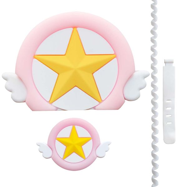 محافظ کابل طرح ستاره مدل Sakura star key به همراه محافظ شارژر دیواری مجموعه 4 عددی
