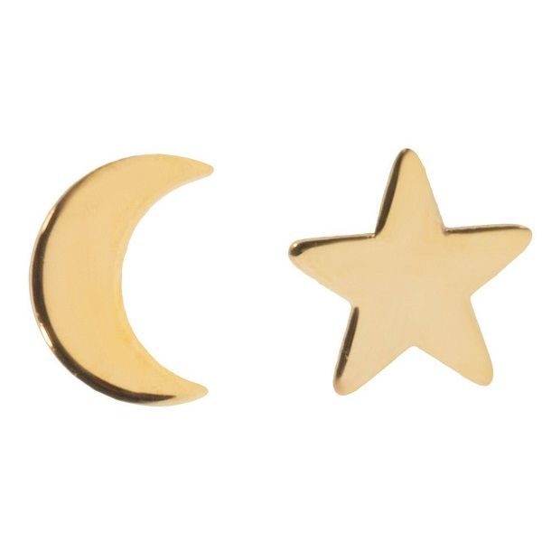 گوشواره طلا 18 عیار زنانه عدنان مدل ماه و ستاره O58