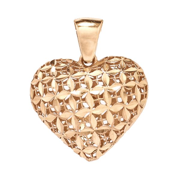 آویز گردنبند طلا 18 عیار زنانه زرالتون مدل قلب توری سه بعدی کد 2