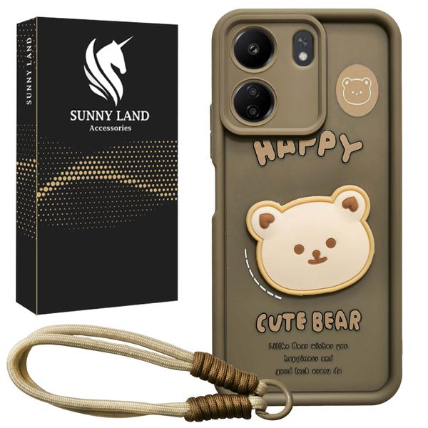 کاور سانی لند مدل Bear مناسب برای گوشی موبایل شیائومی Redmi 13C / Poco C65 به همراه بند