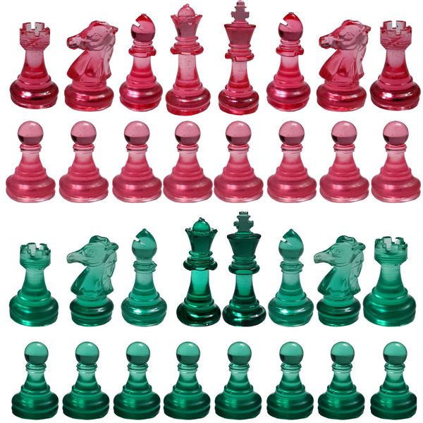 مهره شطرنج طرح شفاف مدل 01 مجموعه 32 عددی