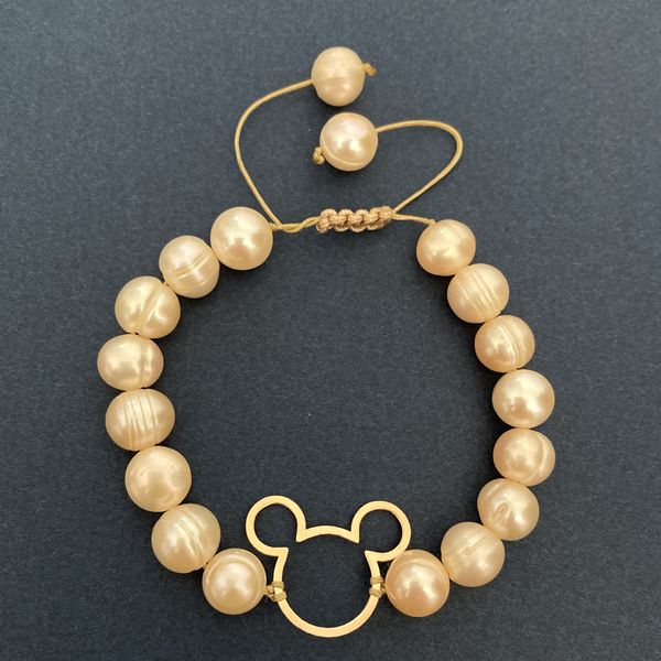 دستبند طلا 18 عیار زنانه الماسین آذر مدل MICKEY02