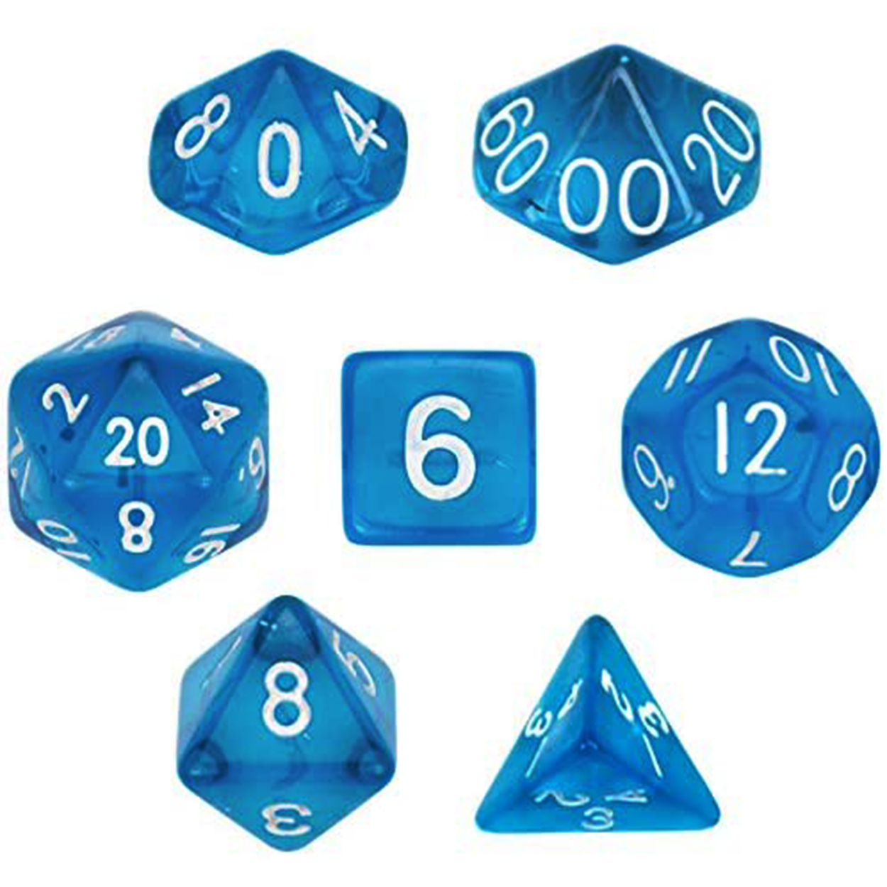 تاس بازی ویز دایس مدل Translucent Blue مجموعه 7 عددی
