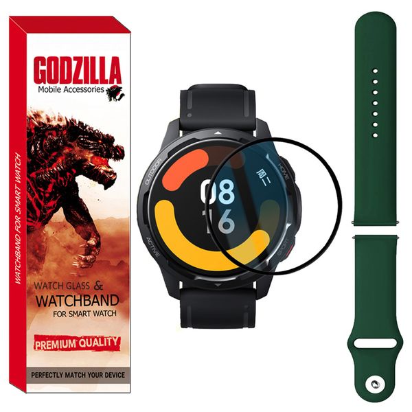 محافظ صفحه نمایش گودزیلا مدل GS-Sili-DK مناسب برای ساعت هوشمند شیائومی Mi Watch Color 2 به همراه بند