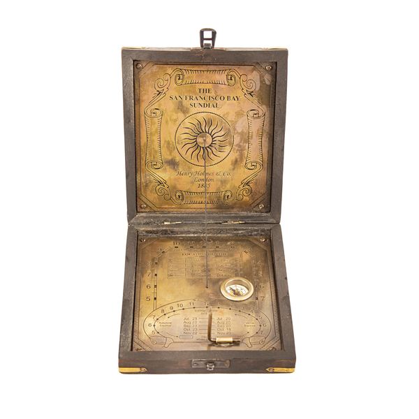 دکوری برنجی مدل  قطبنما و جعبه چوبی طرح مسترباکس سانفرانسیسکو کد 185018