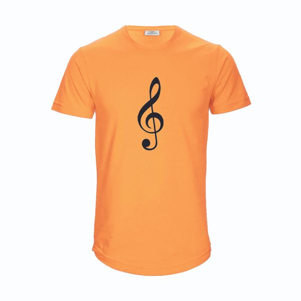 تی شرت آستین کوتاه زنانه مدل t207 طرح موسیقی رنگ نارنجی