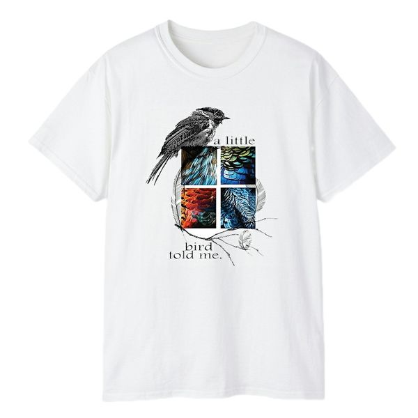 تی شرت آستین کوتاه مردانه مدل کلاسیک طرح یک پرنده کوچک به من گفت کد 0131
