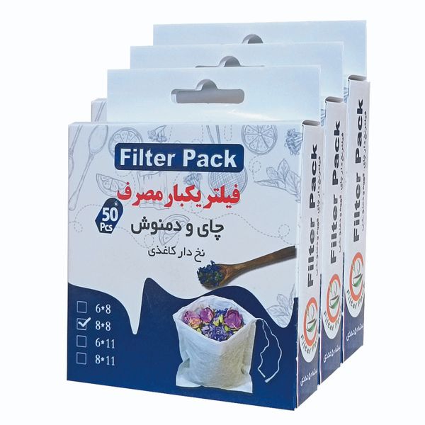فیلتر چای فیلترپک مدل کاغذی نخ دار 3 بسته 50 عددی