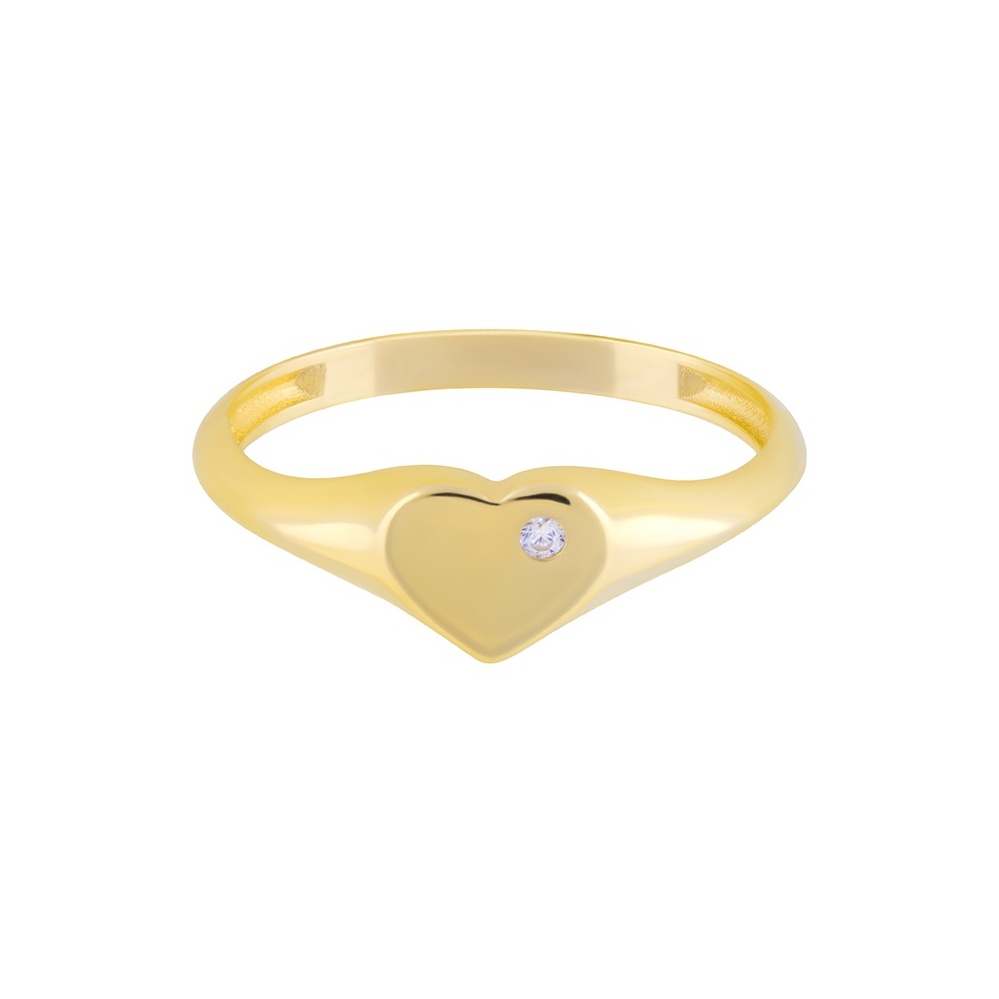 انگشتر طلا 18 عیار زنانه طلا و جواهر درریس مدل پینکی قلب تک نگین