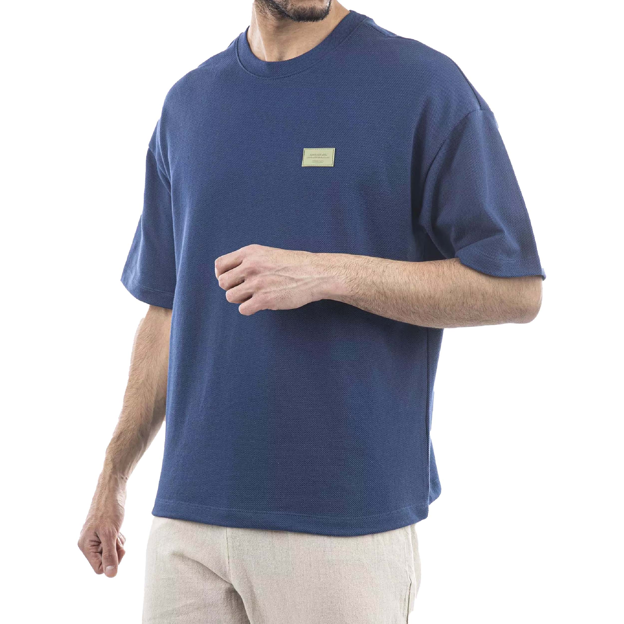 تی شرت اورسایز مردانه جوتی جینز مدل یقه گرد کد 1551375 رنگ آبی